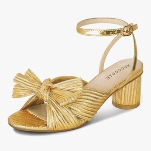 Gold Bow Heeled Sandals